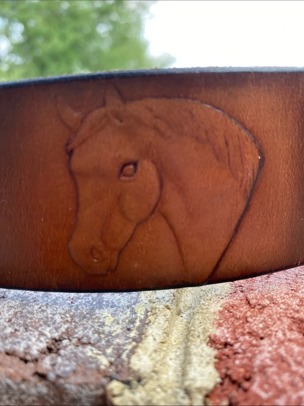 HORSE HEAD ORNATE Buckle Leather Belt